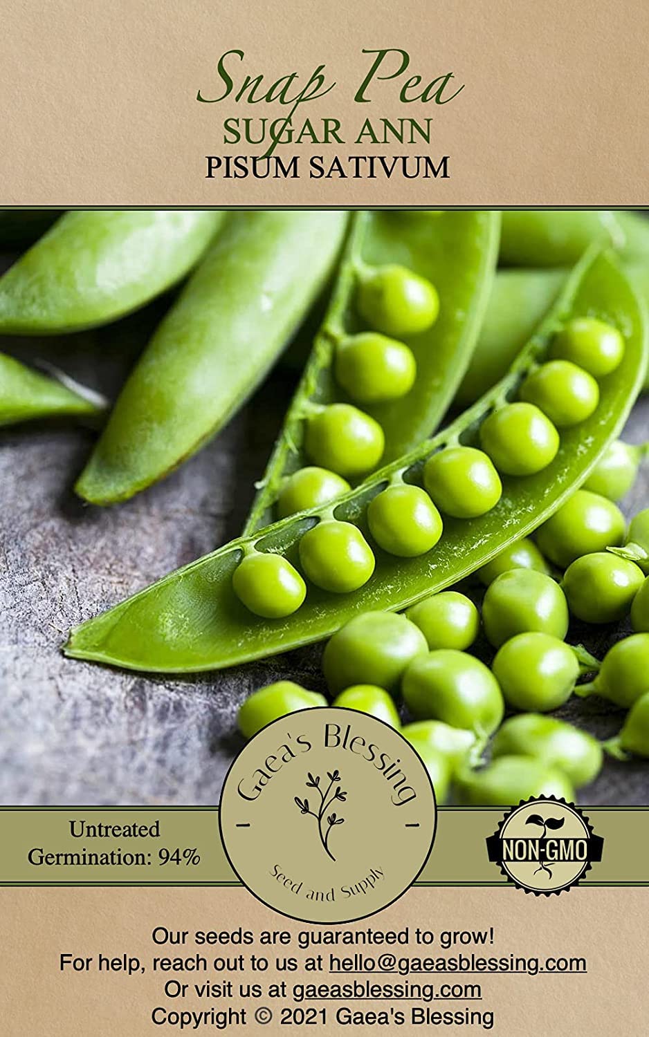 Snap Pea Seeds - Sugar Ann - Pisum sativum